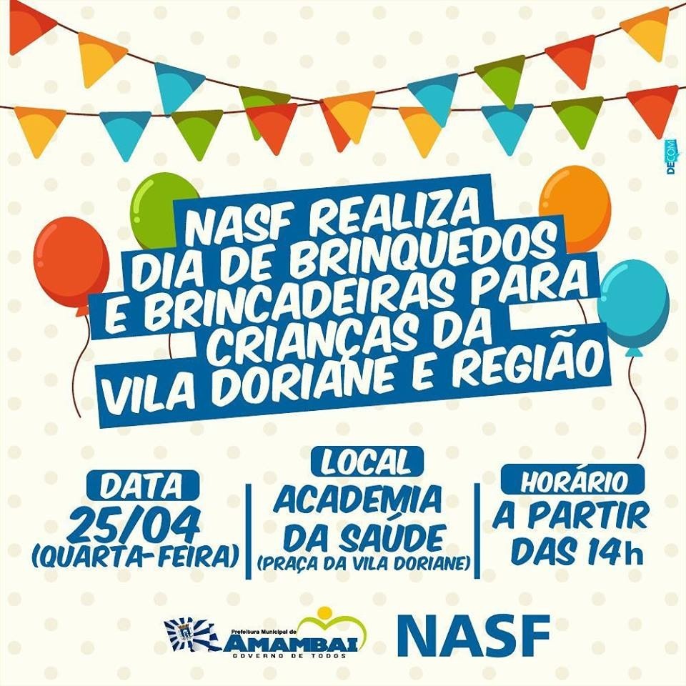 NASF de Amambai realiza "Dia de Brinquedos e Brincadeiras", nesta quarta-feira NASF de Amambai realiza "Dia de Brinquedos e Brincadeiras", nesta quarta-feira