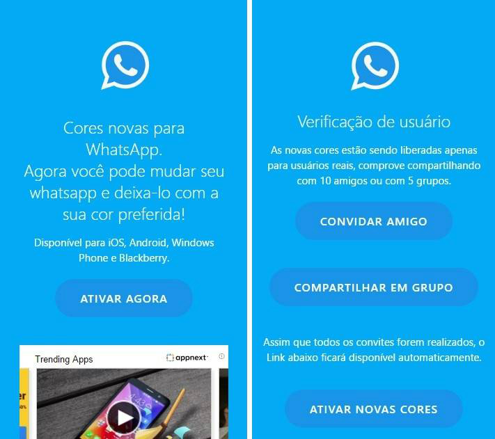 Mais de 1 milhão já caíram em golpe que promete mudar cor do WhatsApp