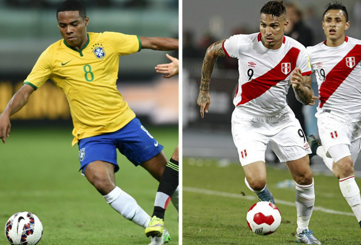 Elias e Guerrero se reencontram nesta terça no duelo entre Brasil e Peru, em Salvador (Foto: Editoria de Arte)
