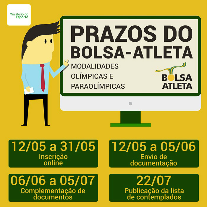 Inscrições para o Bolsa-Atleta vão até domingo (31.05) Inscrições para o Bolsa-Atleta vão até domingo (31.05)