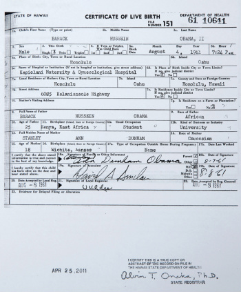 Contra boatos, Casa Branca divulga certidão de nascimento de Obama