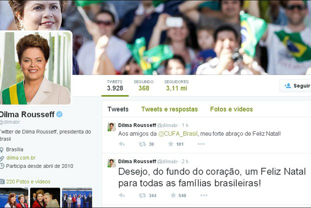 Dilma divulga no Twitter mensagem de Natal aos brasileiros
