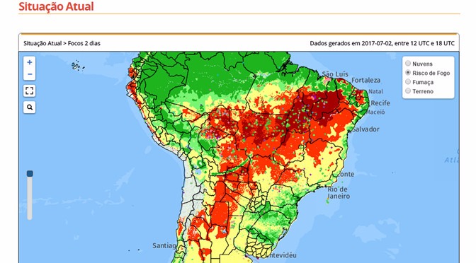 Mapa do Inpe mostra atualização diária dos focos de calor em MS Mapa do Inpe mostra atualização diária dos focos de calor em MS