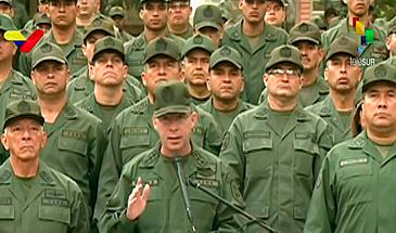 Militares de várias regiões da Venezuela manifestam apoio a Maduro / Foto: Telesur/ Reprodução