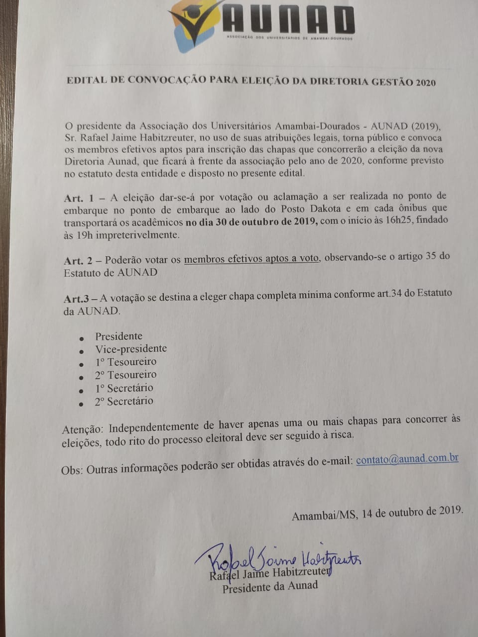 Edital de convocação