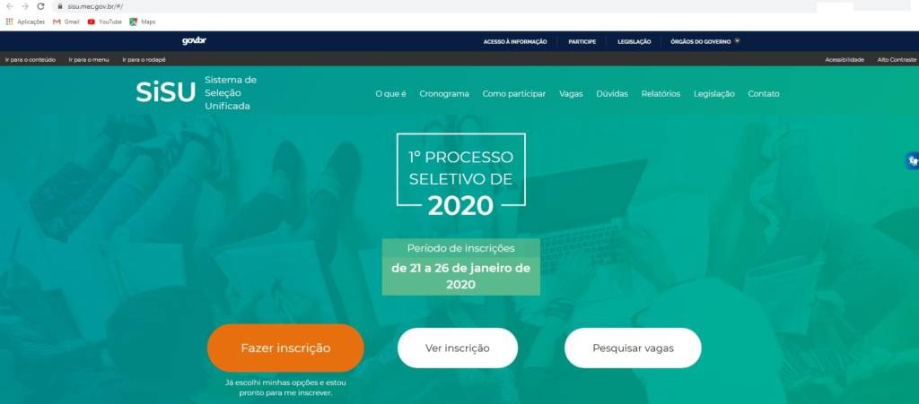 Para efetuar a inscrição, que é gratuita, o aluno deve acessar o portal do Sisu (Foto: Reprodução/Internet)
