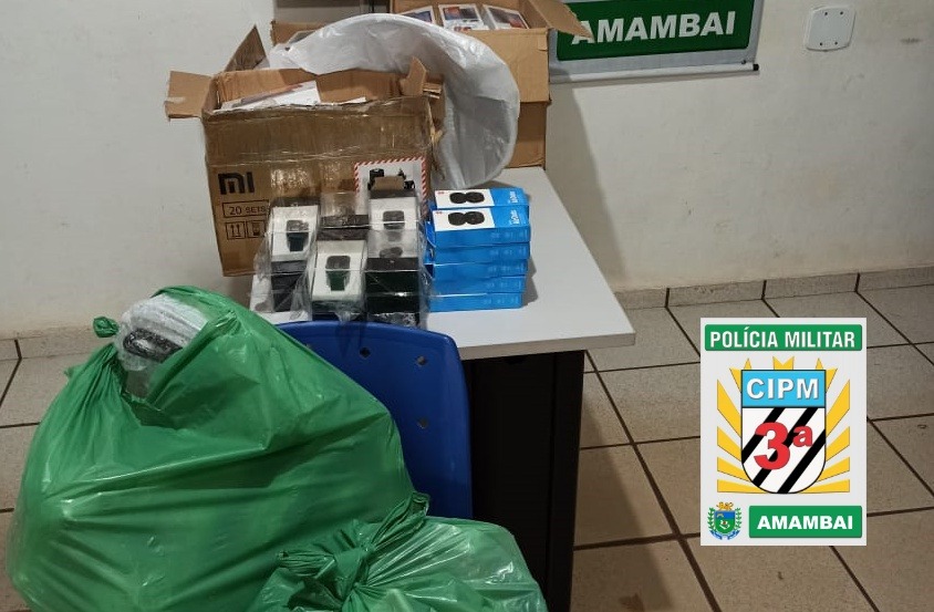 Polícia Militar de Amambai apreende produtos de descaminho Foto: Polícia Militar de Amambai