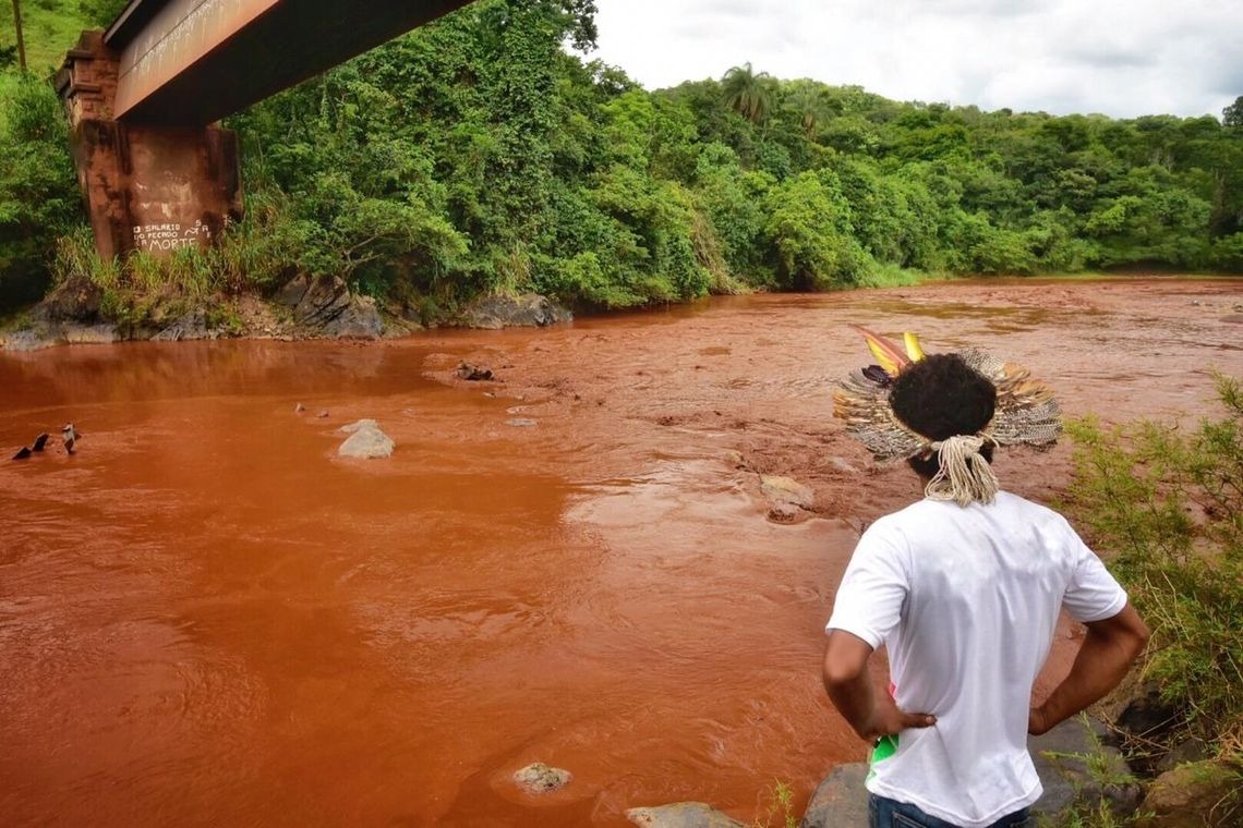 Contaminado por rejeitos, rio Paraopeba é a principal fonte de sustento da aldeia - Foto: Lucas Hallel/Ascom Funai
