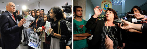 Manifestantes entram em conflito com Polícia do Senado Manifestantes entram em conflito com Polícia do Senado