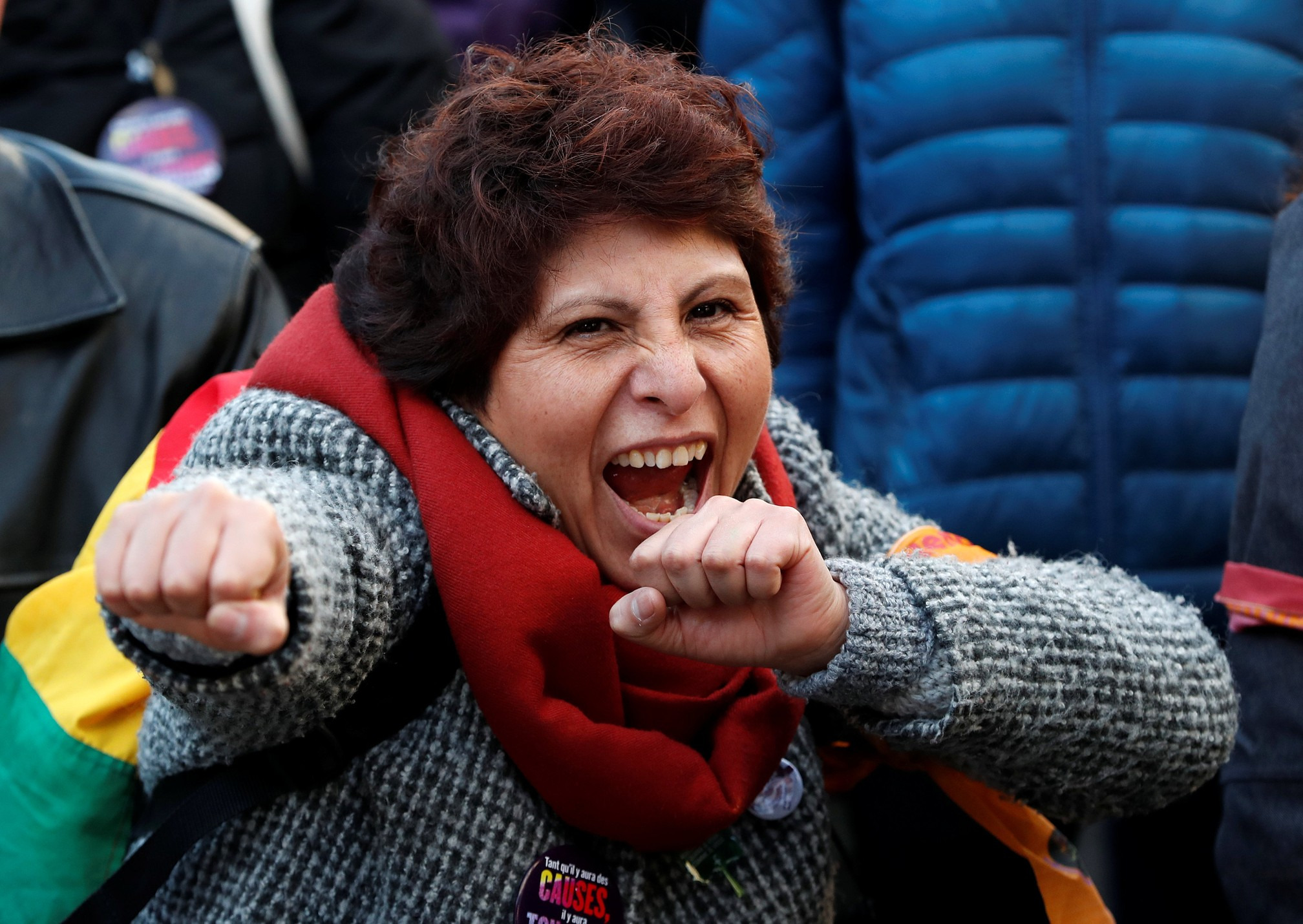Dia da Mulher tem greve na Espanha e protestos em todo o mundo; veja fotos Manifestação pelos direitos das mulheres em Bruxelas (Foto: Reuters/Yves Herman)
