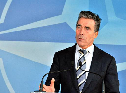 o secretário-geral da OTAN, Anders Fogh Rasmussen, é visto em 2 de março de 2014, em Bruxelas (AFP/Arquivos, Goeorges Gobet)