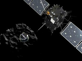 Philae se separa da nave Rosetta para pousar no cometa 