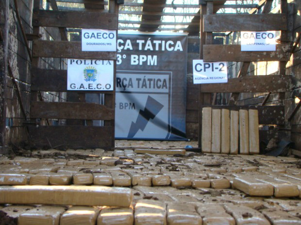 Gaeco apreende 1 t de maconha em caminhão boiadeiro em MS Operação Poeira apreende mais de 1 t de maconha em Dourados (Foto: Dourados News)