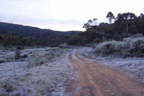 Santa Catarina registra temperatura negativa em várias cidades Massa polar provoca geada em várias regiões de Santa Catarina