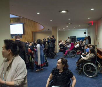 Na ONU, Brasil debate deficiência e redução da pobreza e desigualdade Participantes da 8ª Sessão da Conferência dos Estados Partes da Convenção sobre os Direitos das Pessoas com Deficiência no primeiro dia do encontro. Foto: ONU/Eskinder Debebe
