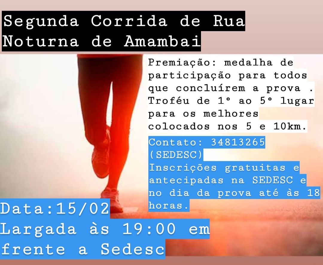 2ª Corrida Noturna acontece em Amambai neste sábado (15) Foto: Sedesc