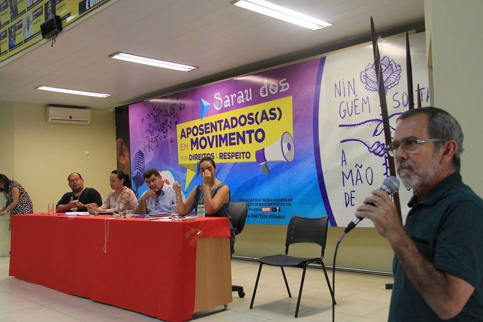 Presidente do Simted, professor Humberto Vilhalva, durante reunião do Conselho de Presidentes da Fetems 