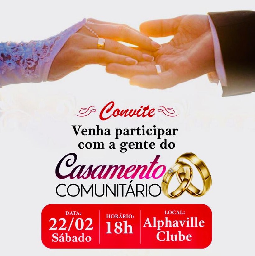 77 casais participam de Casamento Comunitário em Amambai nesse sábado (22) Evento inicia às 18h / Foto: Divulgação