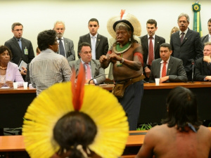 Índios fazem enterro simbólico de políticos
