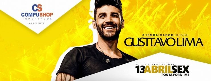 Gustavo Lima realiza show dia 13 em Ponta Porã Gustavo Lima realiza show dia 13 em Ponta Porã