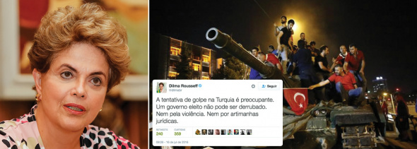 Dilma sobre golpe na Turquia: “governo eleito não pode ser derrubado". Turcos foram às ruas e chegaram a subir em tanques de guerra, como mostra a imagem acima / Foto: Divulgação