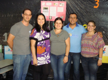 A equipe da Coordenação Pedagógica: (E/D) Adriano, Jesudete, Jucélia, Richard e Antonia Andréia.