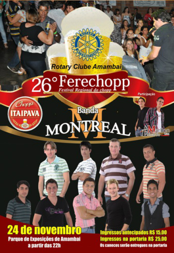 Rotary de Amambai realiza o 26º Ferechopp O cartaz de divulgação do evento.