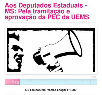 O abaixo-assinado é uma iniciativa dos próprios acadêmicos da Uems e será entregue aos deputados estaduais.