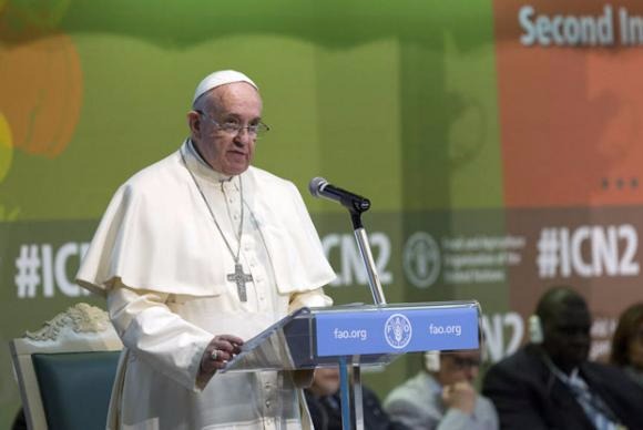 Papa Francisco em visita à FAO em 2014Foto: FAO/Alessandra Benedetti/Arquivo