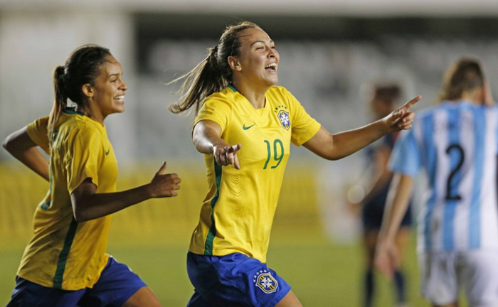 Seleção brasileira de futebol feminino é heptacampeã do Sul-Americano sub 20 Marjorie sai do banco e fecha o placar do jogo. (Foto: CBF)