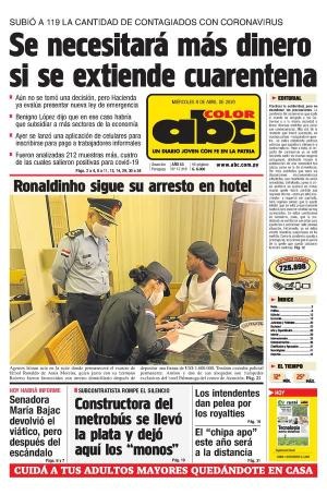 Autógrafo em camisa do Grêmio e procura de fãs por hotel: a repercussão da saída Caso Ronaldinho foi capa de jornal paraguaioFoto: Reprodução / Reprodução