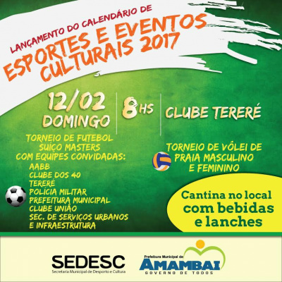 Calendários Esportivo e Cultural de Amambai é apresentado neste domingo