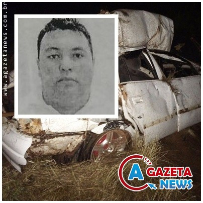 O carro capotado e a vítima fatal , José Adolfo Lescano, que suspostamente era o condutor do veículo / Foto: Divulgação/A Gazetanews)