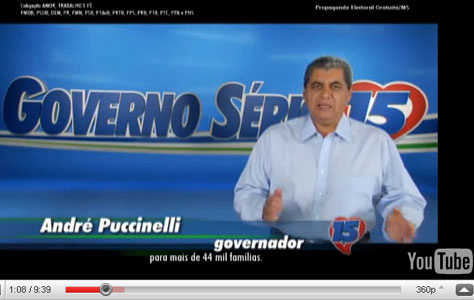 TRE pune Puccinelli por mentir ao dizer que construiu 44 mil casas: total verdadeiro é de 14 mil André Puccinelli disse que 44 mil famílias foram beneficiadas com casas populares; TRE discordou (Reprodução/Site oficial da campanha)
