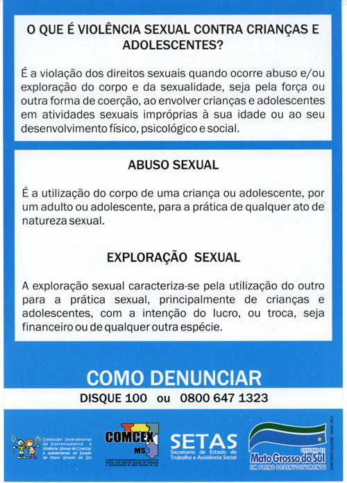 Abuso e Exploração Sexual de Crianças e Adolescentes. Denuncie!
