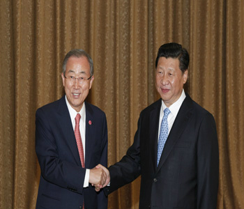 Secretário-geral da ONU, Ban Ki-moon e presidente da China, Xi Jinping. Foto: ONU/Paulo Filgueiras.