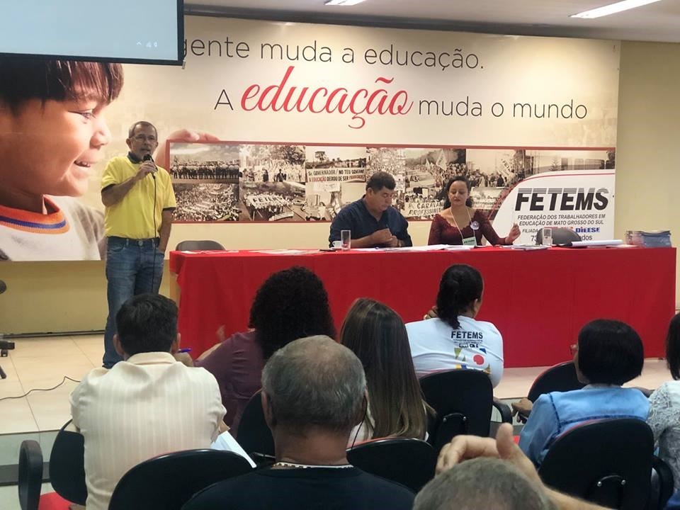 Presidente do Simted de Amambai participa do Conselho de Presidentes da Fetems Presidente do Simted de Amambai durante participação no Conselho de Presidentes da Fetems / Foto: Divulgação