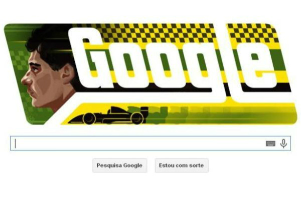 'Doodle' desta sexta-feira é homenagem pelos 54 anos do nascimento de Ayrton Senna (Foto: Reprodução / Google)