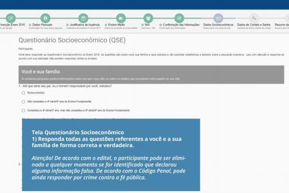 Tela Isenção Enem 3Divulgação/Inep