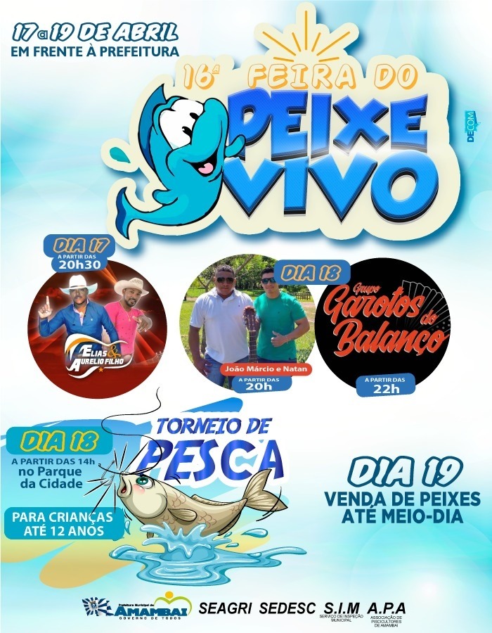 16ª Feira do Peixe Vivo começa na próxima quarta-feira (17)