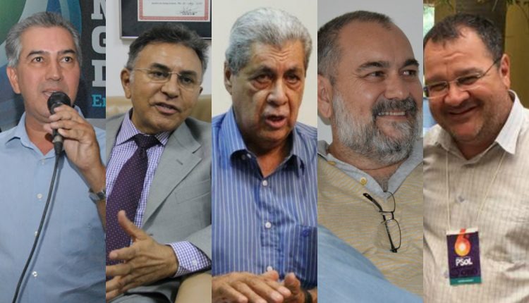 Pré-candidatos ao governo do MS, Reinaldo (PSDB), Odilon (PDT), André (MDB), João Daniezi (Psol) e Humberto (PT)Foto: Divulgação