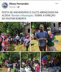 Pastor, vice-prefeito participa de festa/culto em aldeia na pandemia Postagem feita pelo vice-prefeito nas redes sociais (Imagem: reprodução)