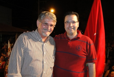 Zeca ao lado de Paulo Benites o único candidato a deputado estadual de Ponta Porã pelo PT.