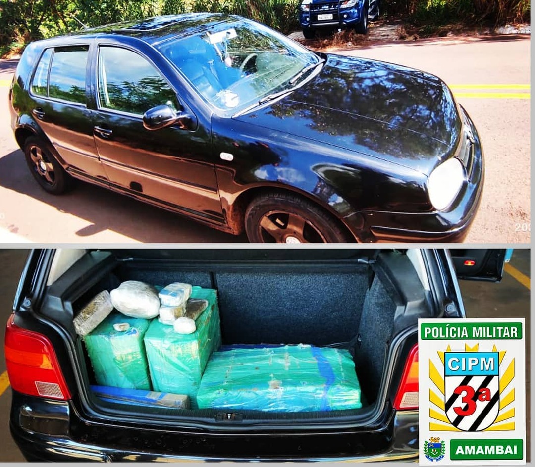 Em Amambai, Polícia Militar prende casal transportando 140 quilos de maconha Foto: 3ª CIPM