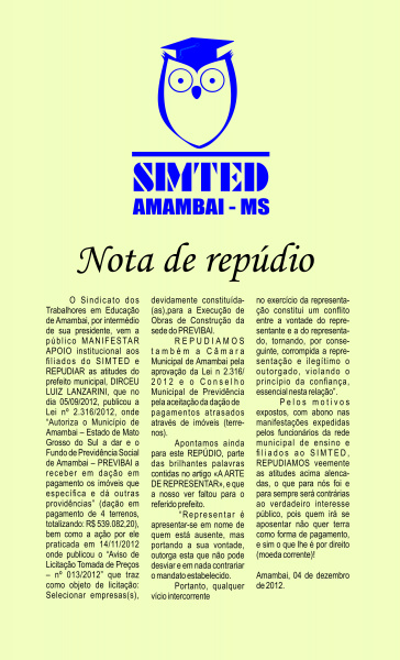 Simted emite nota de repúdio contra medidas tomadas no Previbai