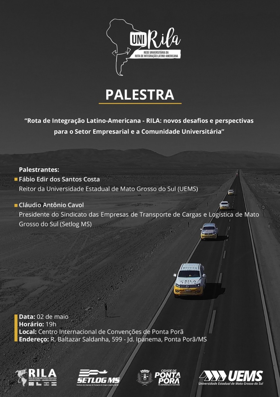 UEMS e Setlog realizam palestra hoje (2) sobre desafios e perspectivas da RILA