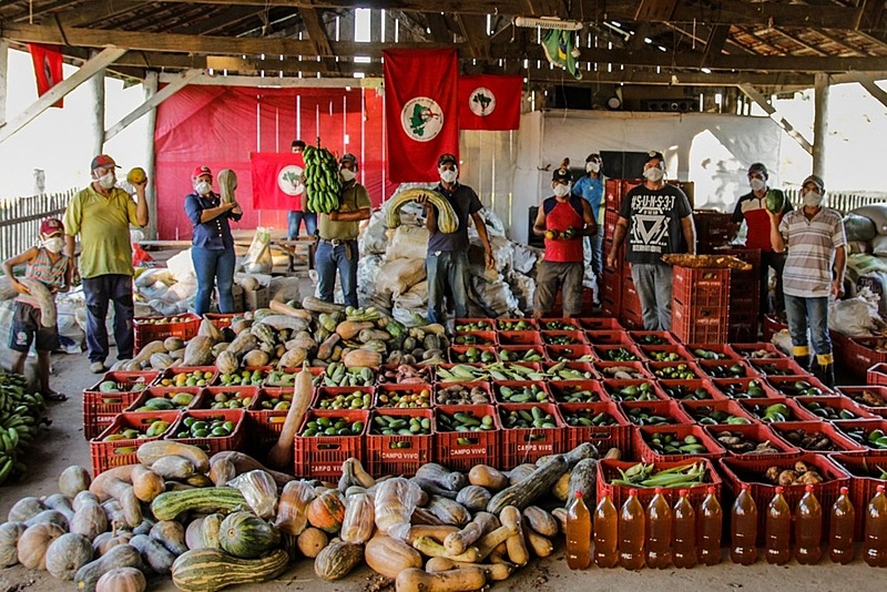 Acampamentos e assentamentos do MST doam 35 toneladas de alimentos no Paraná Feijão, arroz, leite, mandioca, banana e uma dezena de variedades de grãos foram distribuídos por acampados do MST / Foto: Lia Biachini