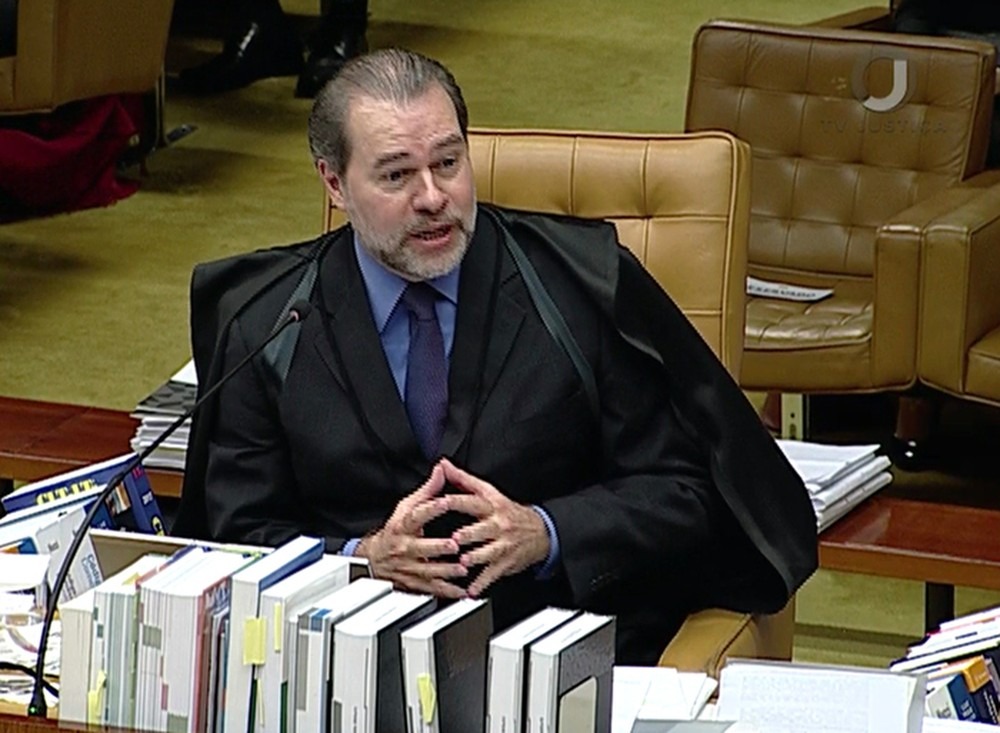 Dias Toffoli, no plenário do STF, durante sessão em que tribunal julgou pedido de habeas corpus de Lula (Foto: Reprodução/TV Globo)