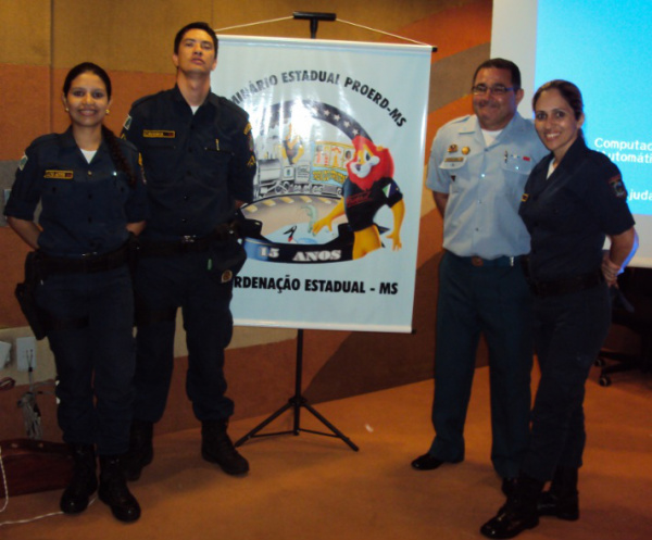Soldado PM Dayse Anne, Soudado PM Cavanha,  Sargento PM G. Silva e Soldado PM Paula participaram do Seminário estadual em Campo Grande