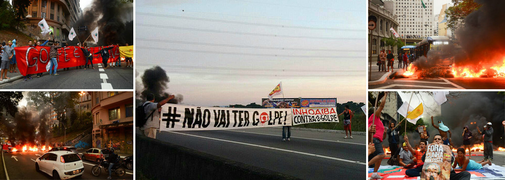 Protestos contra o impeachment fecham rodovias em dez estados e no DF Protestos contra o impeachment fecham rodovias em dez estados e no DF